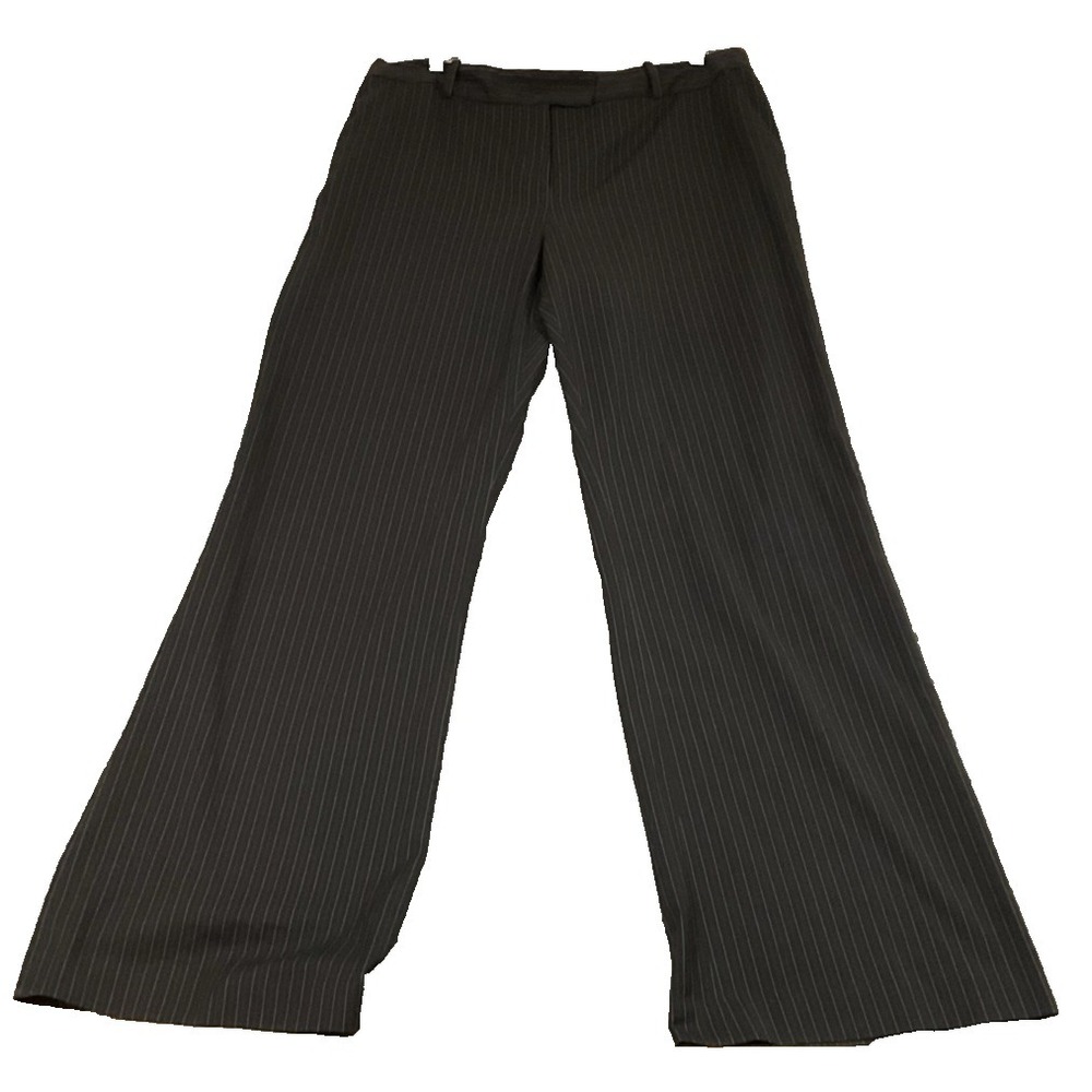Worthington Women's Black Pinstripe Curvy Fit Wide-Leg Career Dress‎ Pants 16P